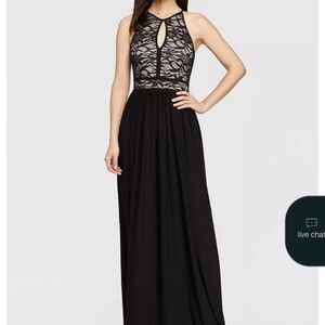 Black Lace Halter Evening Dress - Womens